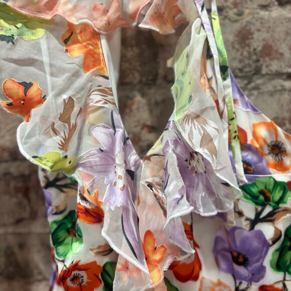 Alice + Olivia Evelia Asymmetric Floral Maxi Dress Size 0 - Picture 6 of 11